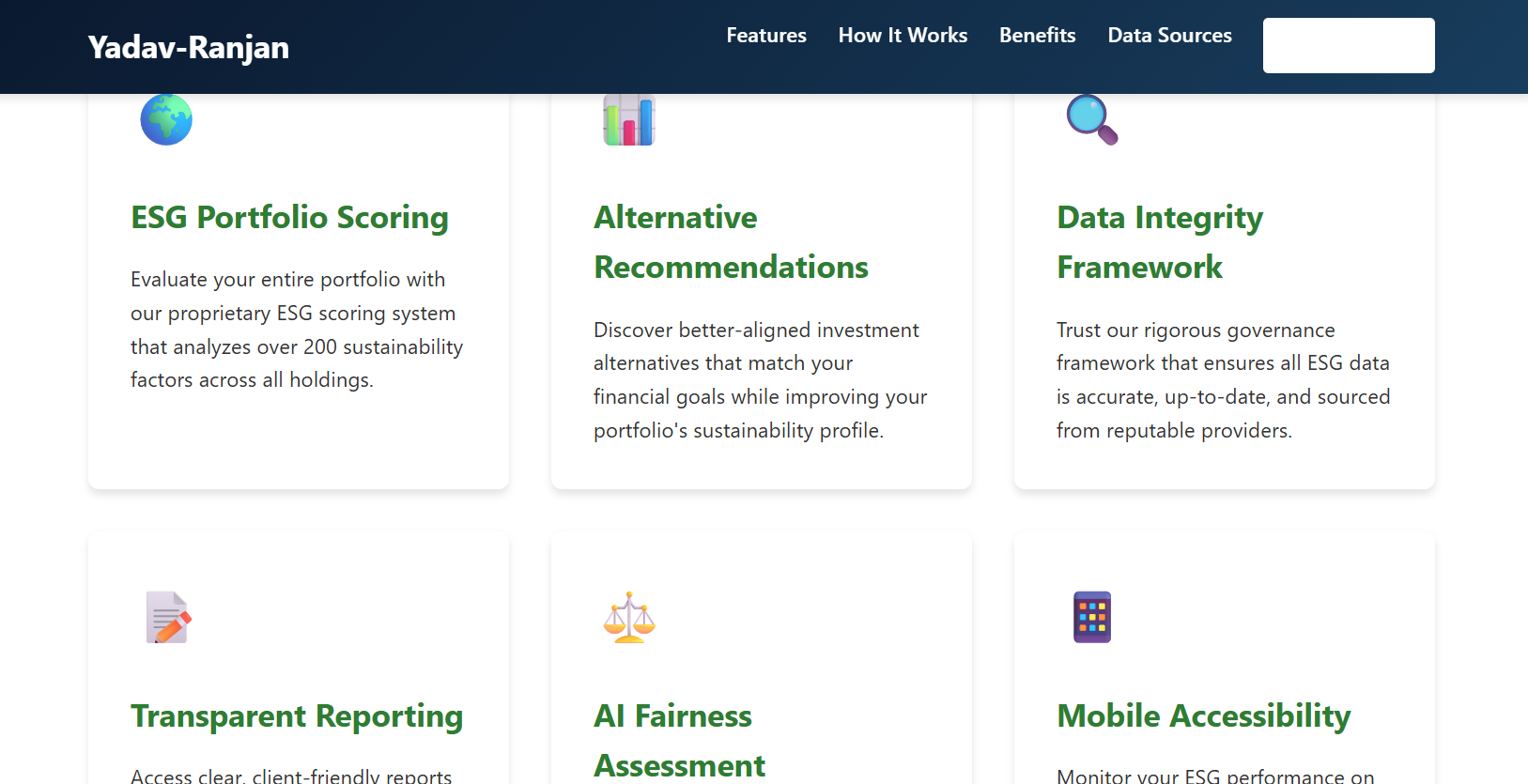 Green investment analysis interface